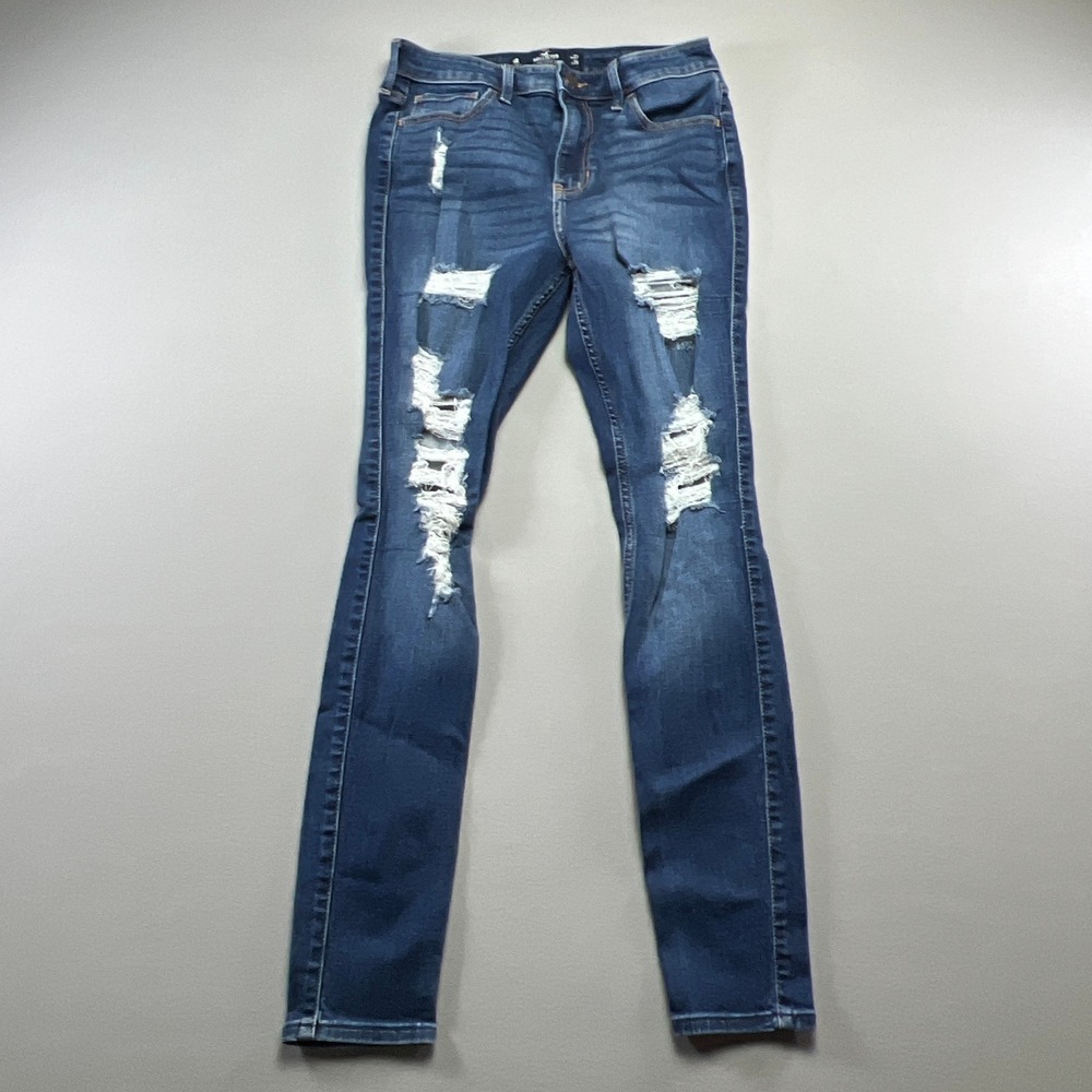 Hollister Super Skinny Jeans Juniors 5 Blue Denim Cotton Soft Stretch Distressed